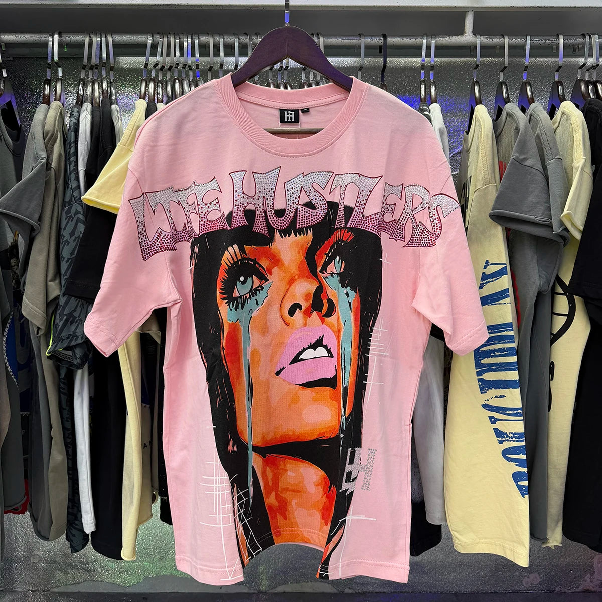 Unisex Crying Woman Graphic T-Shirt – Oversized Diamond Print Cotton Tee