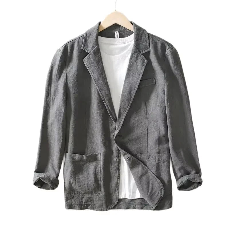 Men’s Cotton Blazer – Lightweight Black Summer Business Jacket