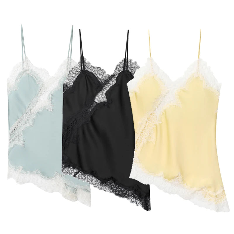Asymmetrical Lace Slip Top – Women’s Y2K Backless Camisole