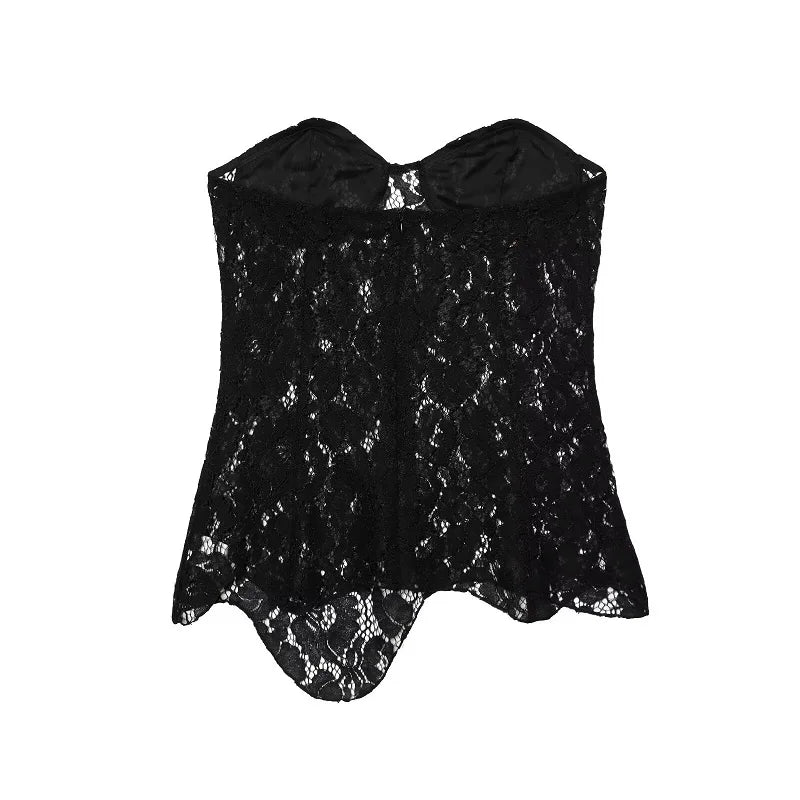 Sexy Lace Corset Crop Top – Women’s Off Shoulder Backless Summer Top