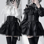 Lolita Bow Lace Blouse – Women’s Black & White Long Sleeve Shirt