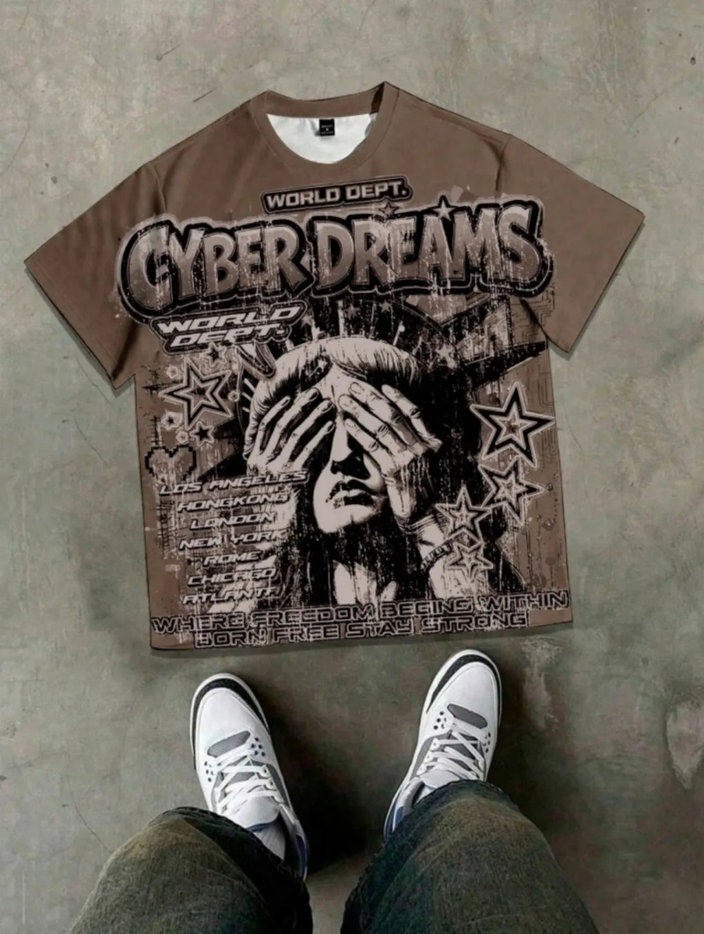 Men’s Statue of Liberty Graphic T-Shirt – Gothic Streetwear Cotton Tee