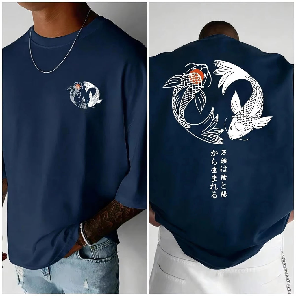 Unisex Koi Harajuku T-Shirt – Japanese Y2K Loose Fit Streetwear Top