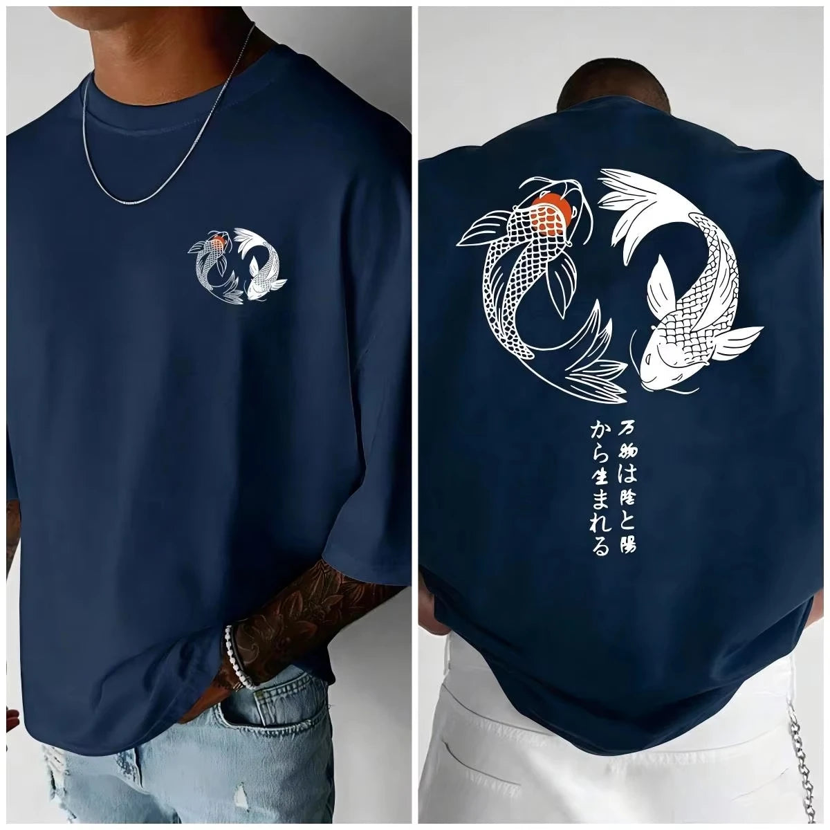 Unisex Koi Harajuku T-Shirt – Japanese Y2K Loose Fit Streetwear Top