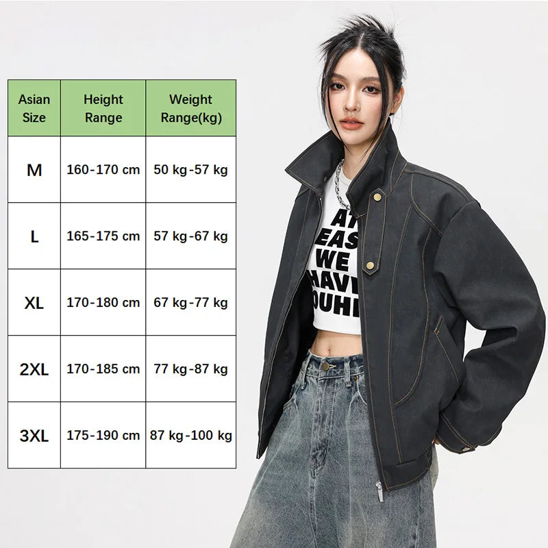 Women’s Retro Seam Detail Jacket – Loose Fit Y2K Streetwear Coat