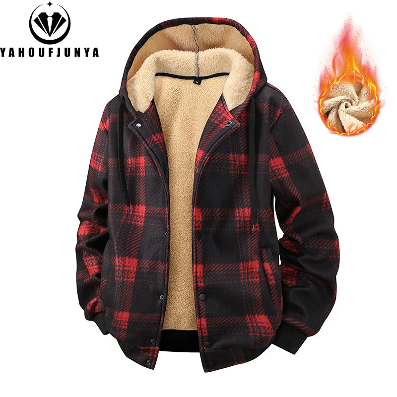 Men’s Fleece Hooded Windbreaker – Warm Casual Outdoor Jacket