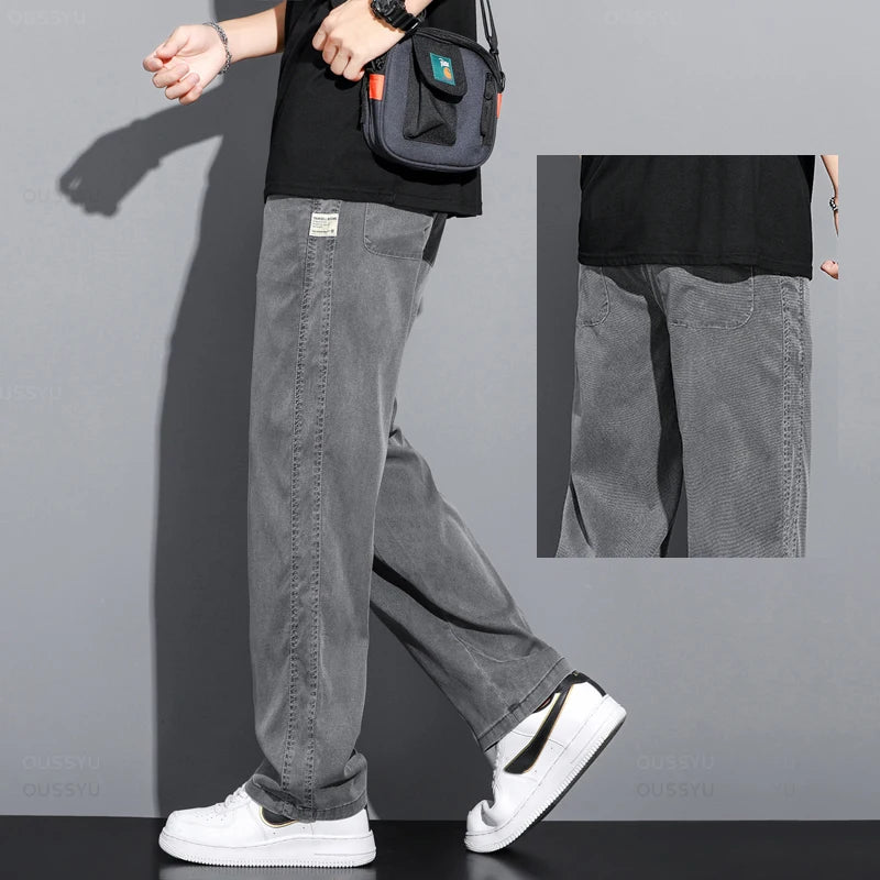Men’s Lightweight Lyocell Straight Pants – Loose Fit Summer Trousers