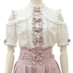 Lolita Bow Lace Blouse – Women’s Black & White Long Sleeve Shirt