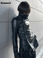 Men’s Fitted PU Leather Jacket – Black Zipper Subculture Streetwear Coat