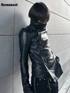 Men’s Fitted PU Leather Jacket – Black Zipper Subculture Streetwear Coat