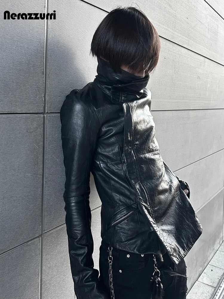 Men’s Fitted PU Leather Jacket – Black Zipper Subculture Streetwear Coat