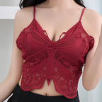 Sexy Butterfly Lace Backless Crop Top