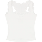 Elegant Lace Trim Ribbed Tank Top – Women’s Sleeveless White Cami