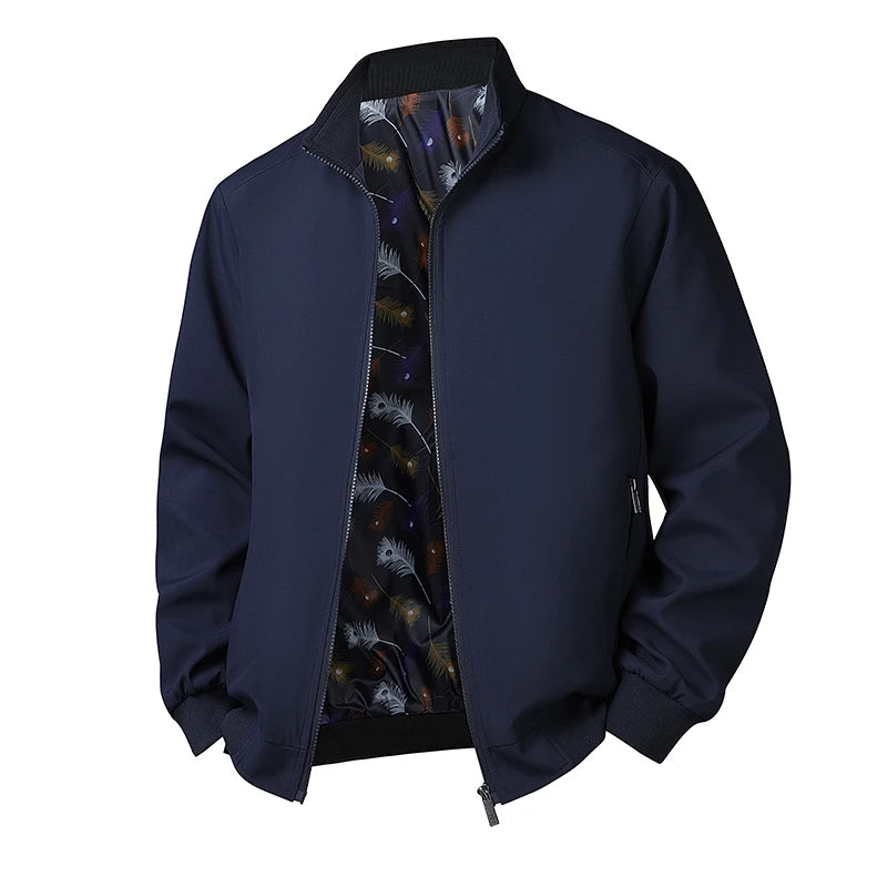 Men’s Plus Size Stand Collar Windbreaker – Casual Lightweight Jacket
