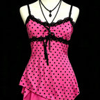 Vintage Leopard Lace Patchwork Cami – Women’s Y2K Sleeveless Summer Top