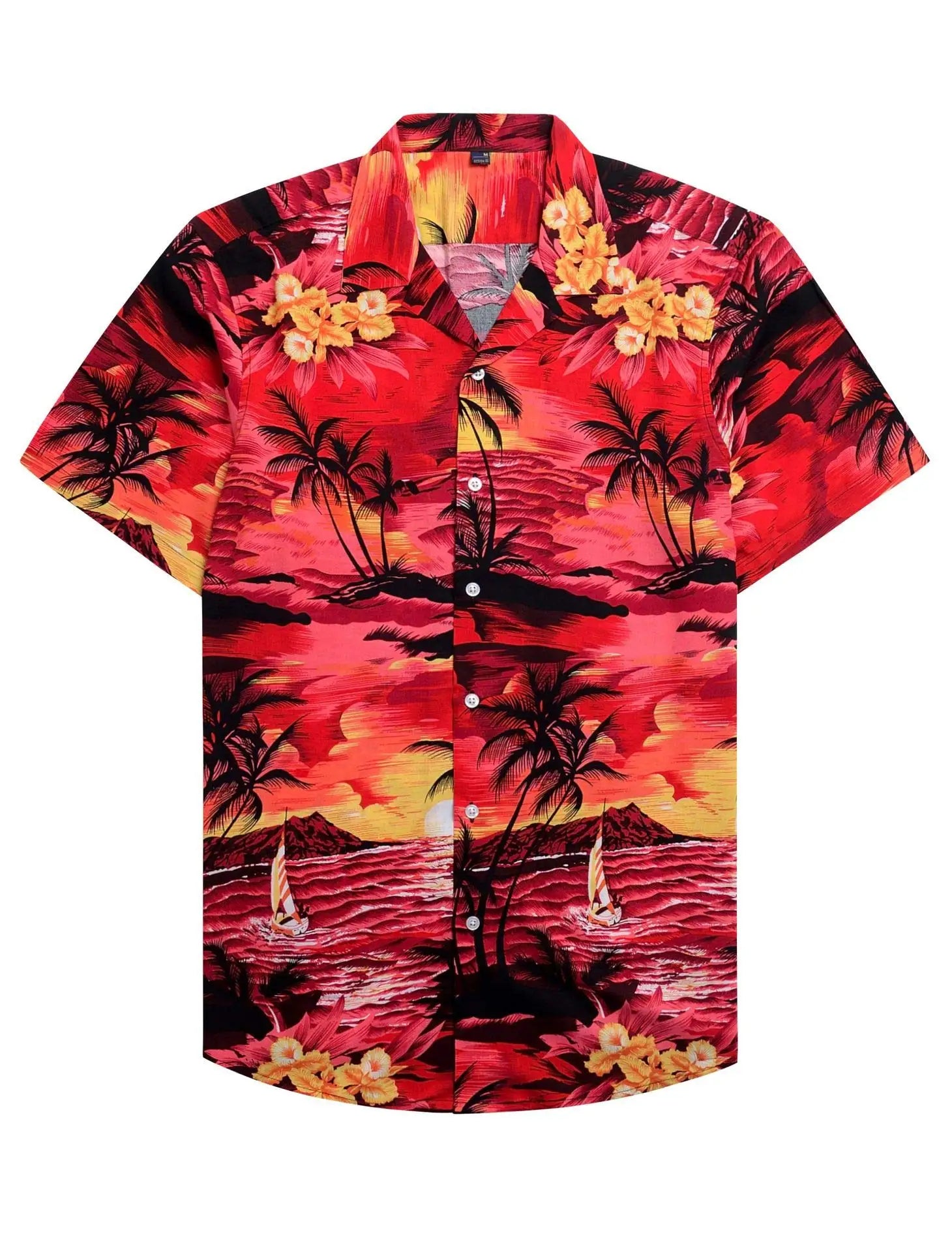 Unisex 3D Tropical Hawaiian Shirt – Colorful Plant Print Short Sleeve Top