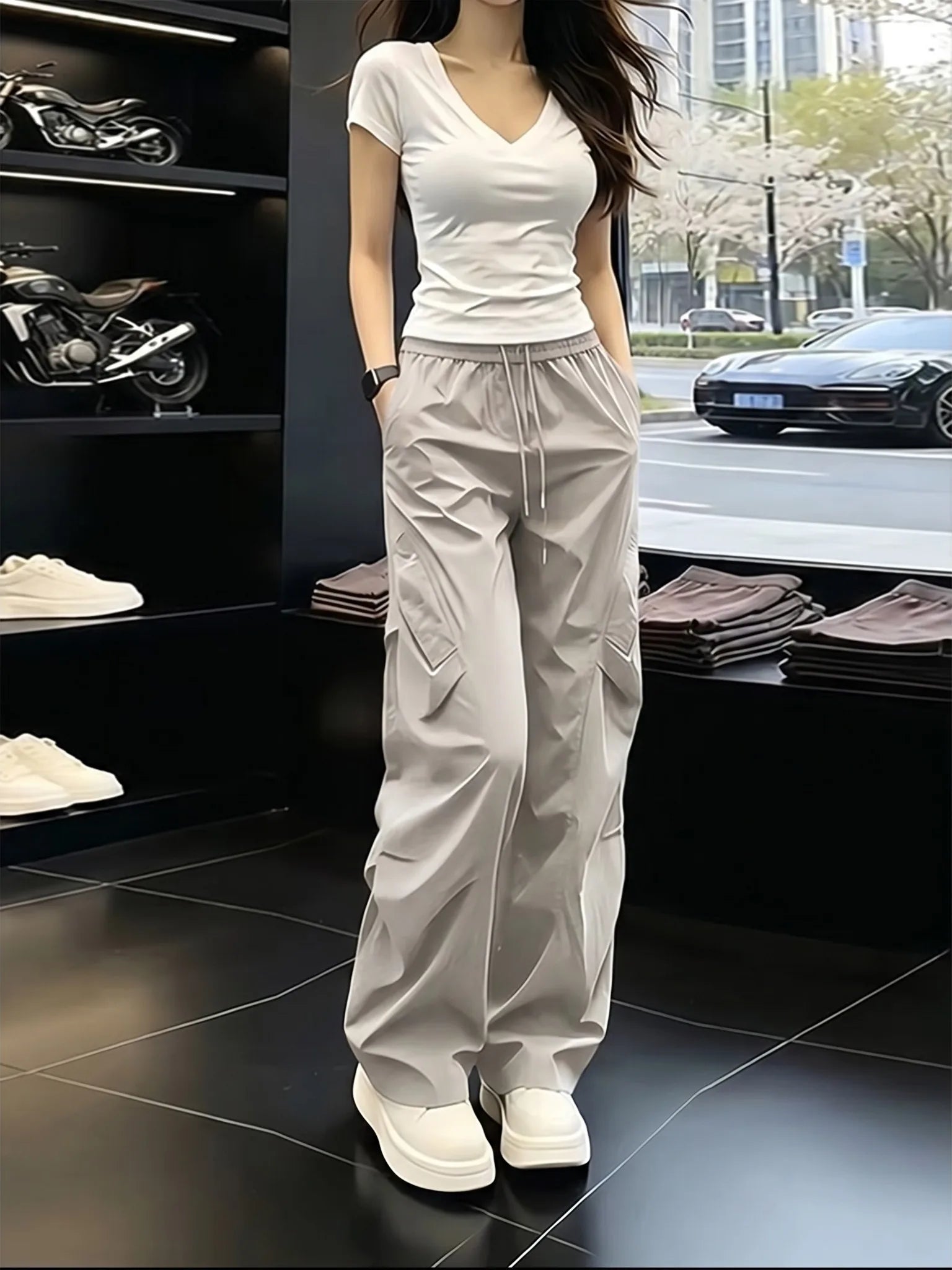 Men’s Lightweight Quick Dry Wide Leg Pants – Loose Fit Summer Trousers