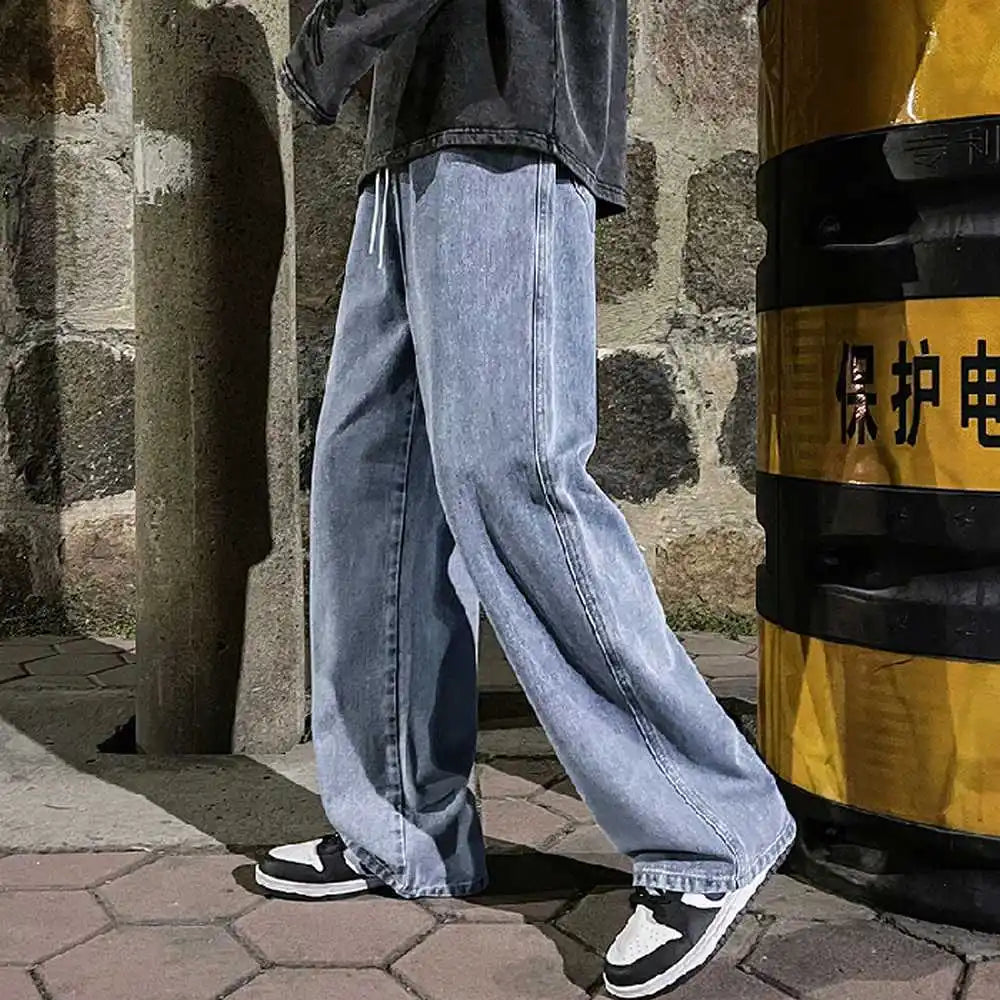Men’s Vintage Wide Leg Drape Jeans – Loose Fit Streetwear Pants