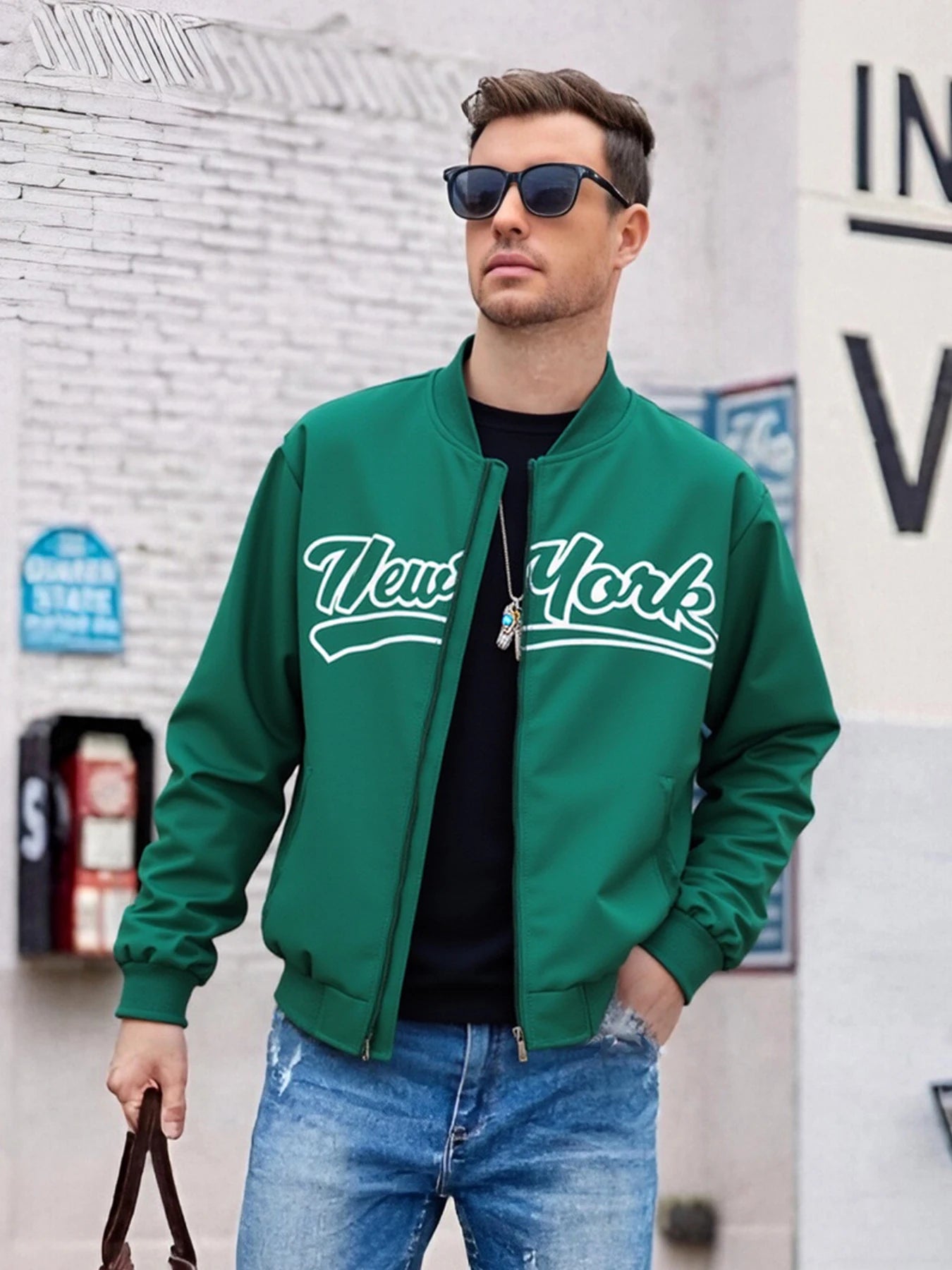 Men’s Lightweight Baseball Jacket – Solid Color Casual Outdoor Coat