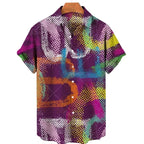 Men’s Cat Print Button-Up Shirt – Oversized Short Sleeve Summer Hawaiian Top