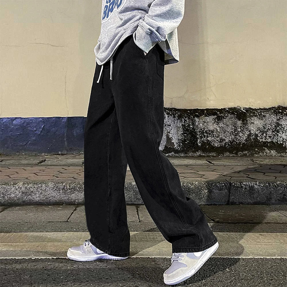 Men’s Vintage Wide Leg Drape Jeans – Loose Fit Streetwear Pants