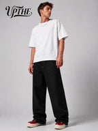 Men’s Black Baggy Wide Leg Jeans – Oversized Streetwear Denim Pants