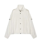 Women’s High Neck Bomber Jacket – Long Sleeve Shoulder Pad Outerwear