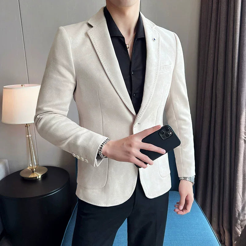 Men’s Slim Fit Velvet Blazer – Elegant Business & Wedding Suit Jacket