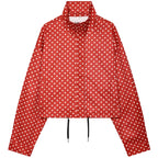 Polka Dot Bomber Jacket – Women’s Oversized Zip Up Outerwear