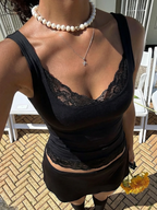 Square Neck Lace Strap Crop Top – Women’s Summer Tank Top