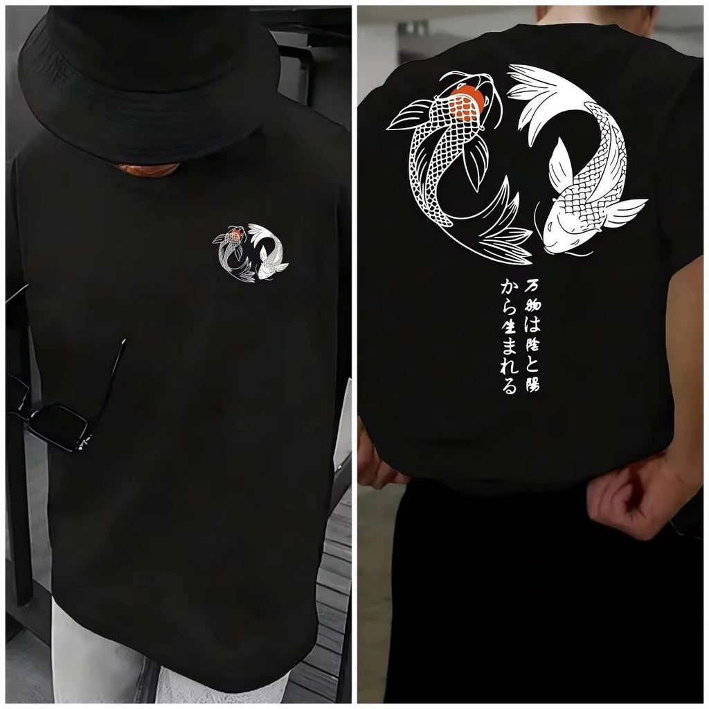 Unisex Koi Harajuku T-Shirt – Japanese Y2K Loose Fit Streetwear Top