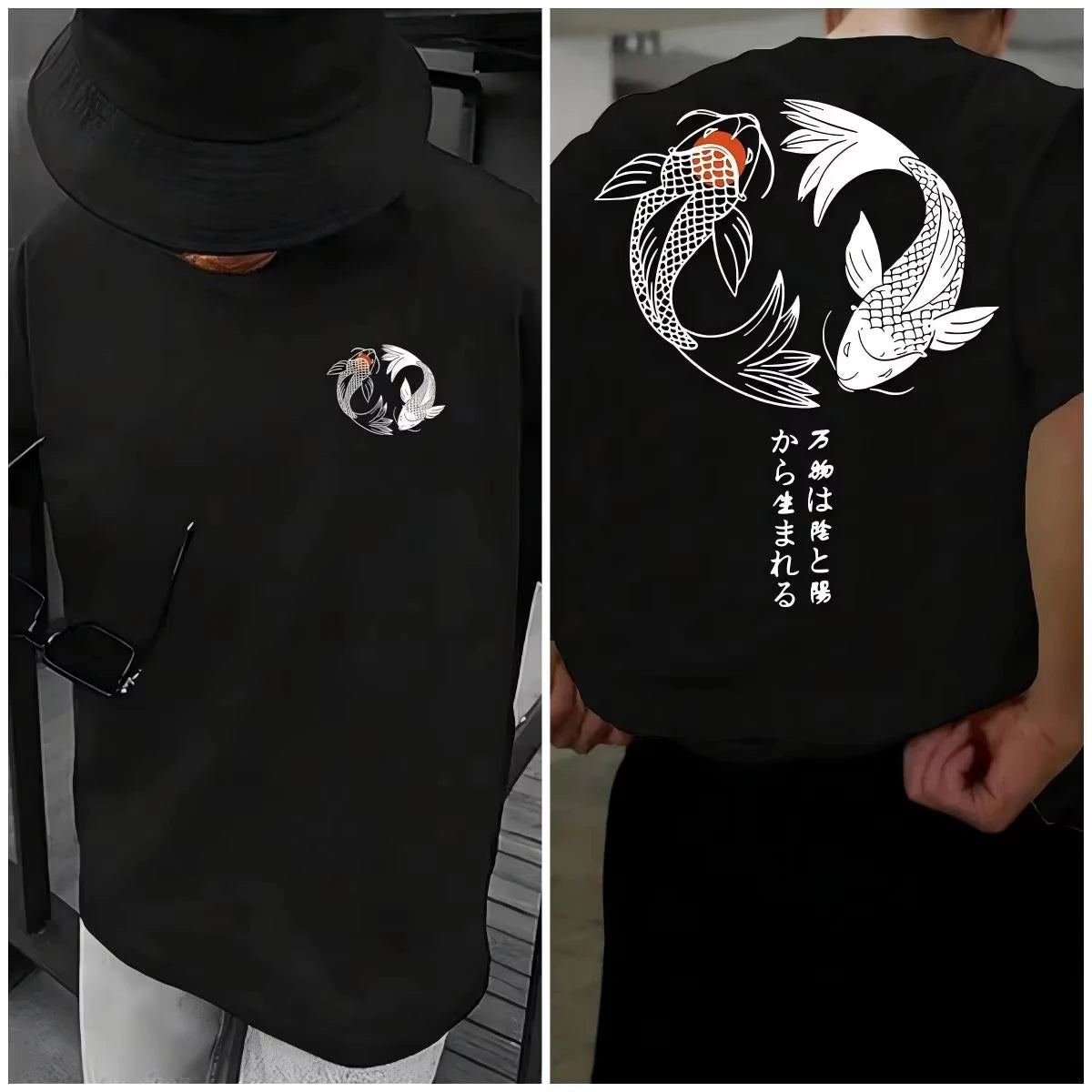 Unisex Koi Harajuku T-Shirt – Japanese Y2K Loose Fit Streetwear Top