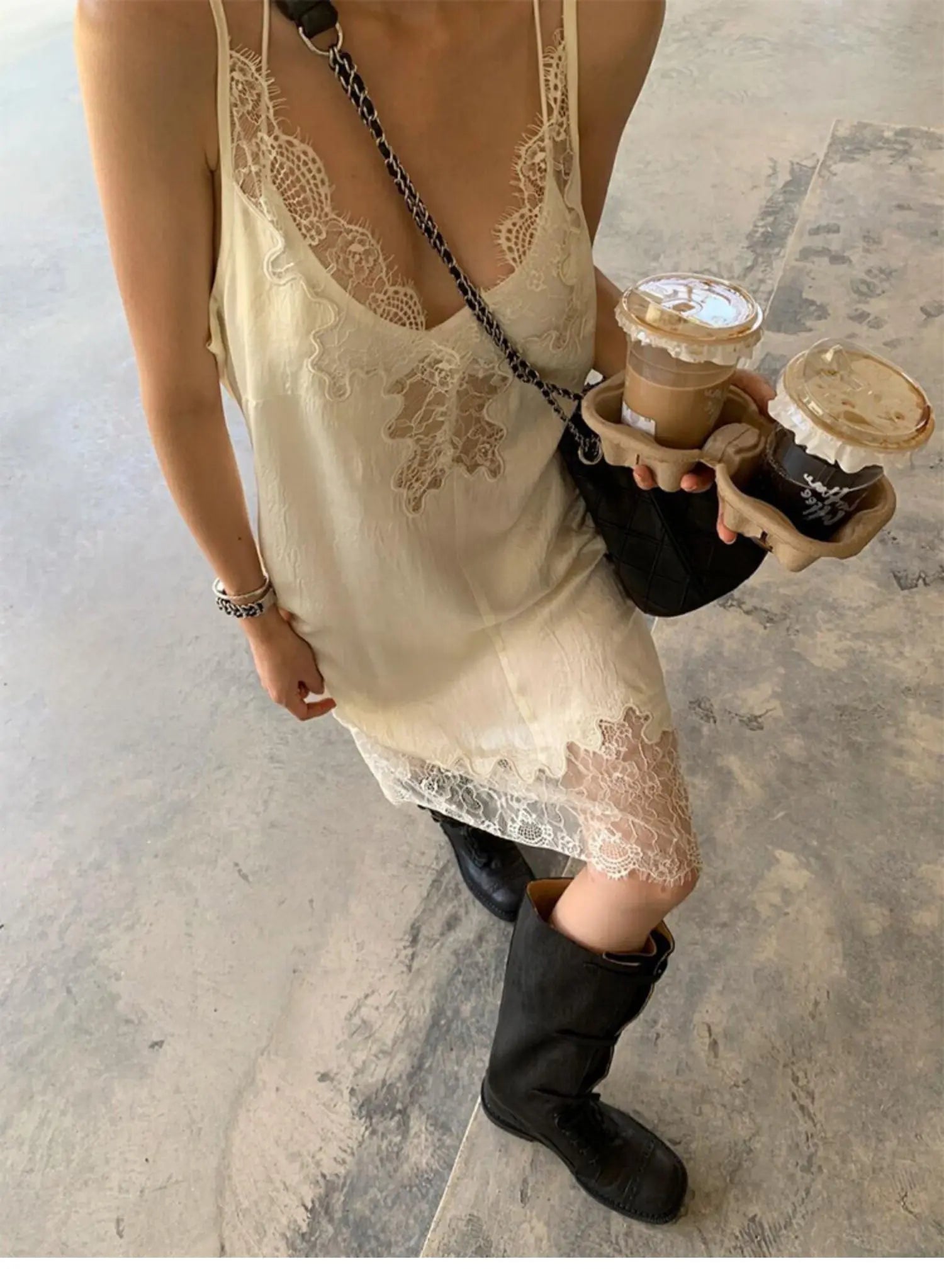 Silky Lace Strap Slip Dress – Women’s Deep V Neck Sleeveless Mini Dress