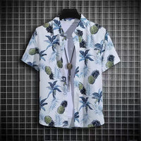 Men’s Cat Print Button-Up Shirt – Oversized Short Sleeve Summer Hawaiian Top