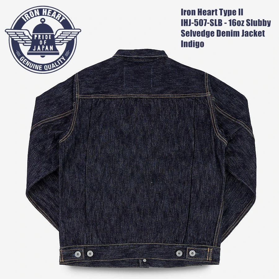 Iron Heart Type II 16oz Indigo Selvedge Denim Jacket – Rope-Dyed Vintage Workwear