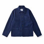 Men’s Vintage Indigo Cargo Jacket – Multi-Pocket Lapel Workwear Coat