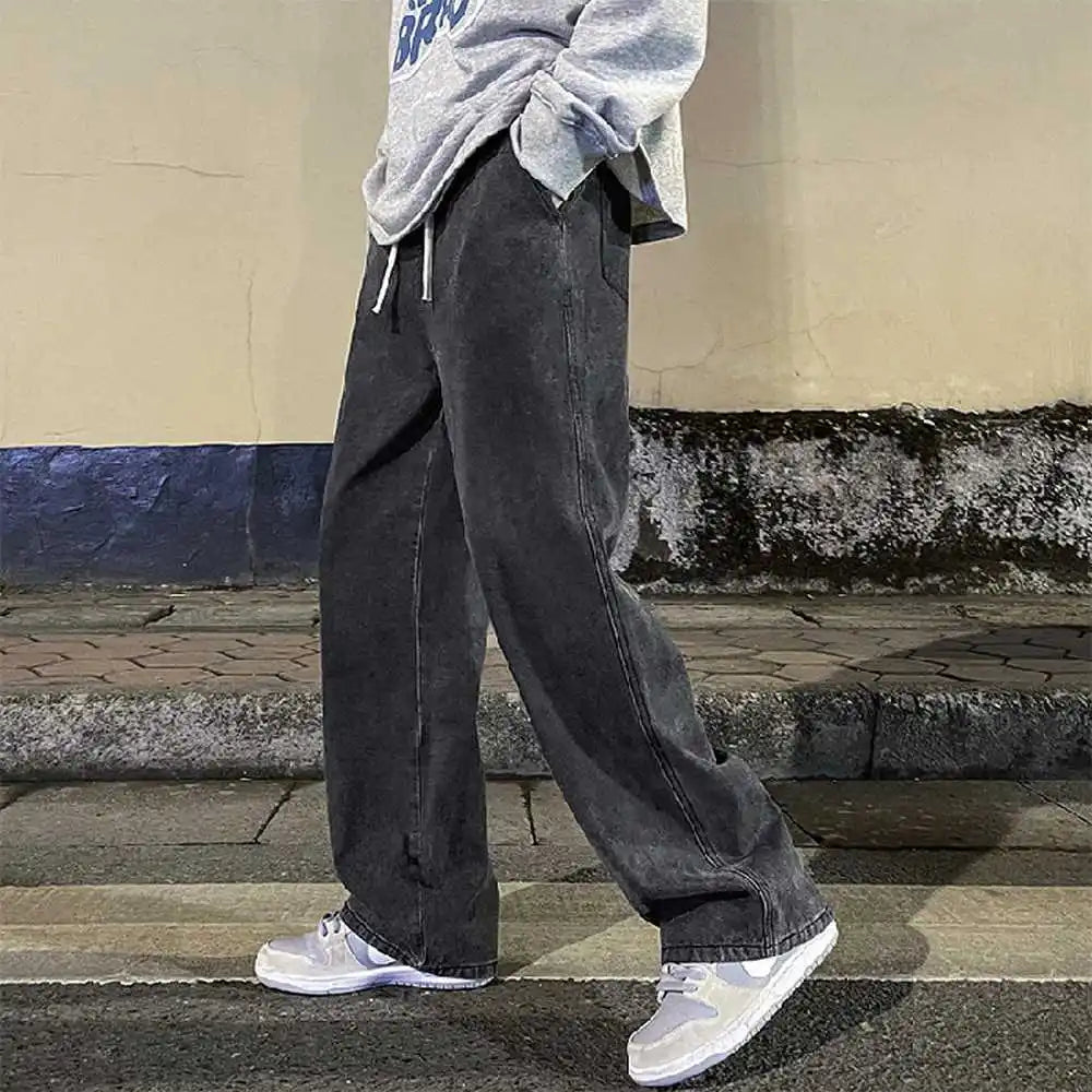 Men’s Vintage Wide Leg Drape Jeans – Loose Fit Streetwear Pants