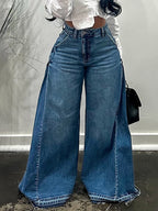 Women’s Vintage Wide Leg Jeans – Y2K Floor Length Denim Pants
