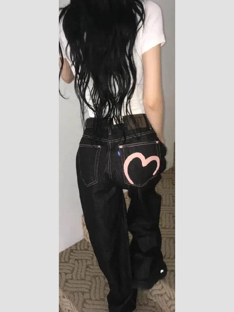 Women’s Y2K Wide Leg Baggy Jeans – Vintage Grunge Denim Pants