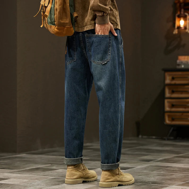 Men’s Cotton Baggy Jeans – Loose Harem Fit Casual Denim Pants