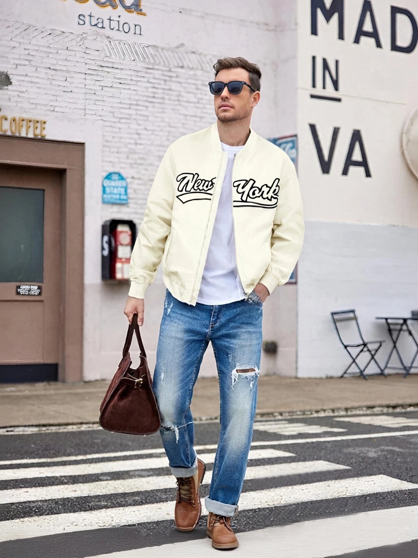 Men’s Lightweight Baseball Jacket – Solid Color Casual Outdoor Coat