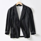 Men’s Cotton Blazer – Lightweight Black Summer Business Jacket