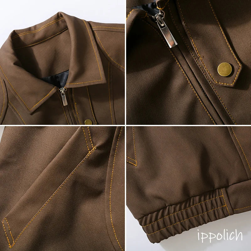Women’s Retro Seam Detail Jacket – Loose Fit Y2K Streetwear Coat