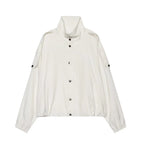 Women’s High Neck Bomber Jacket – Long Sleeve Shoulder Pad Outerwear
