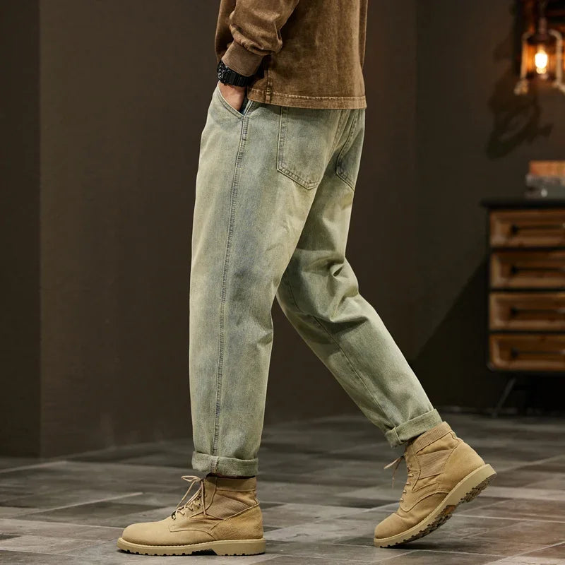Men’s Cotton Baggy Jeans – Loose Harem Fit Casual Denim Pants