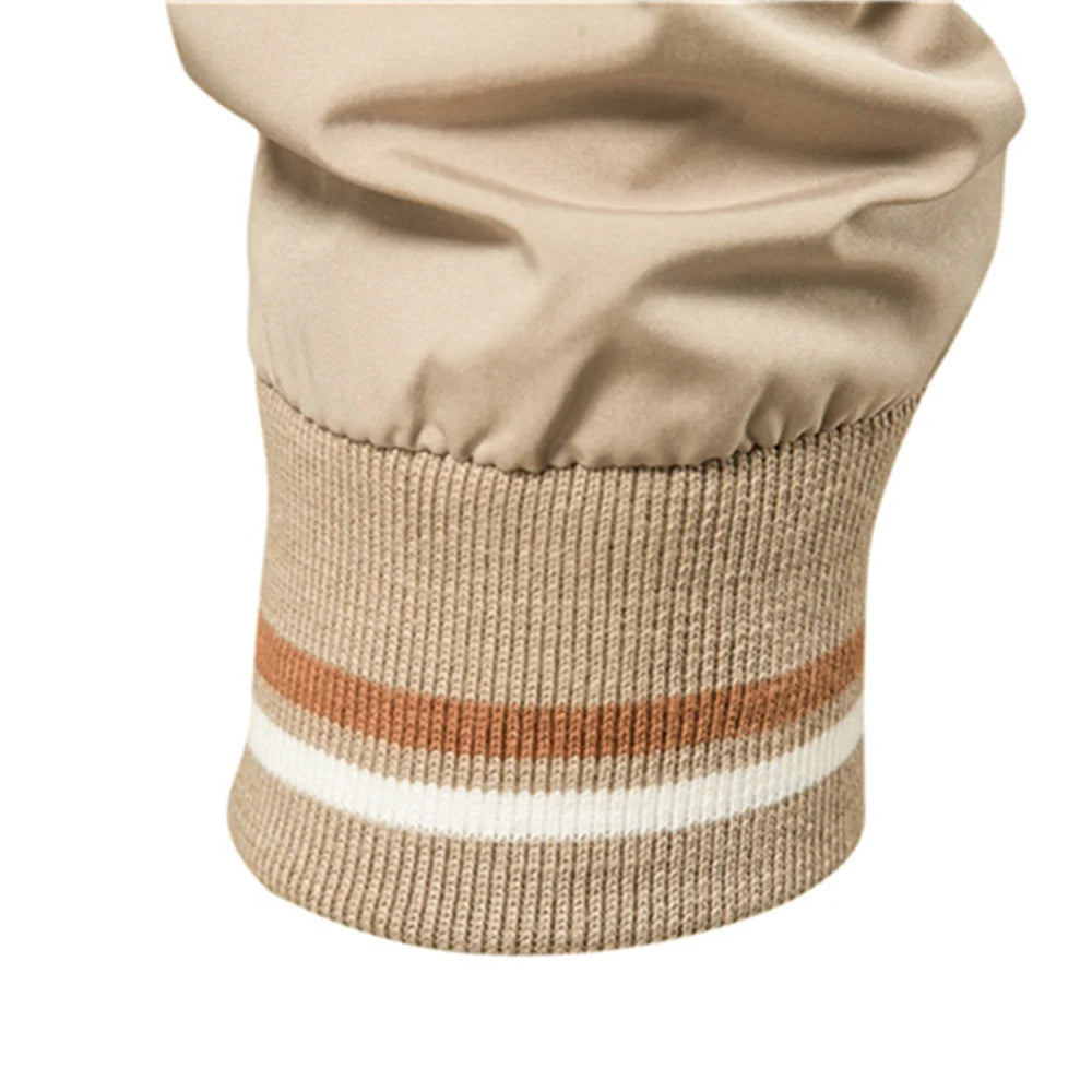Men’s Solid Color Bomber Jacket – Slim Fit Casual Baseball Outerwear