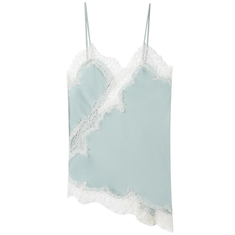 Asymmetrical Lace Slip Top – Women’s Y2K Backless Camisole