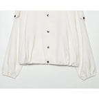 Women’s High Neck Bomber Jacket – Long Sleeve Shoulder Pad Outerwear