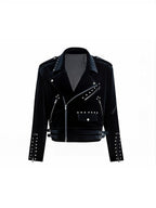 Men’s Velvet Moto Jacket – Short Zip-Up Luxury Biker Outerwear