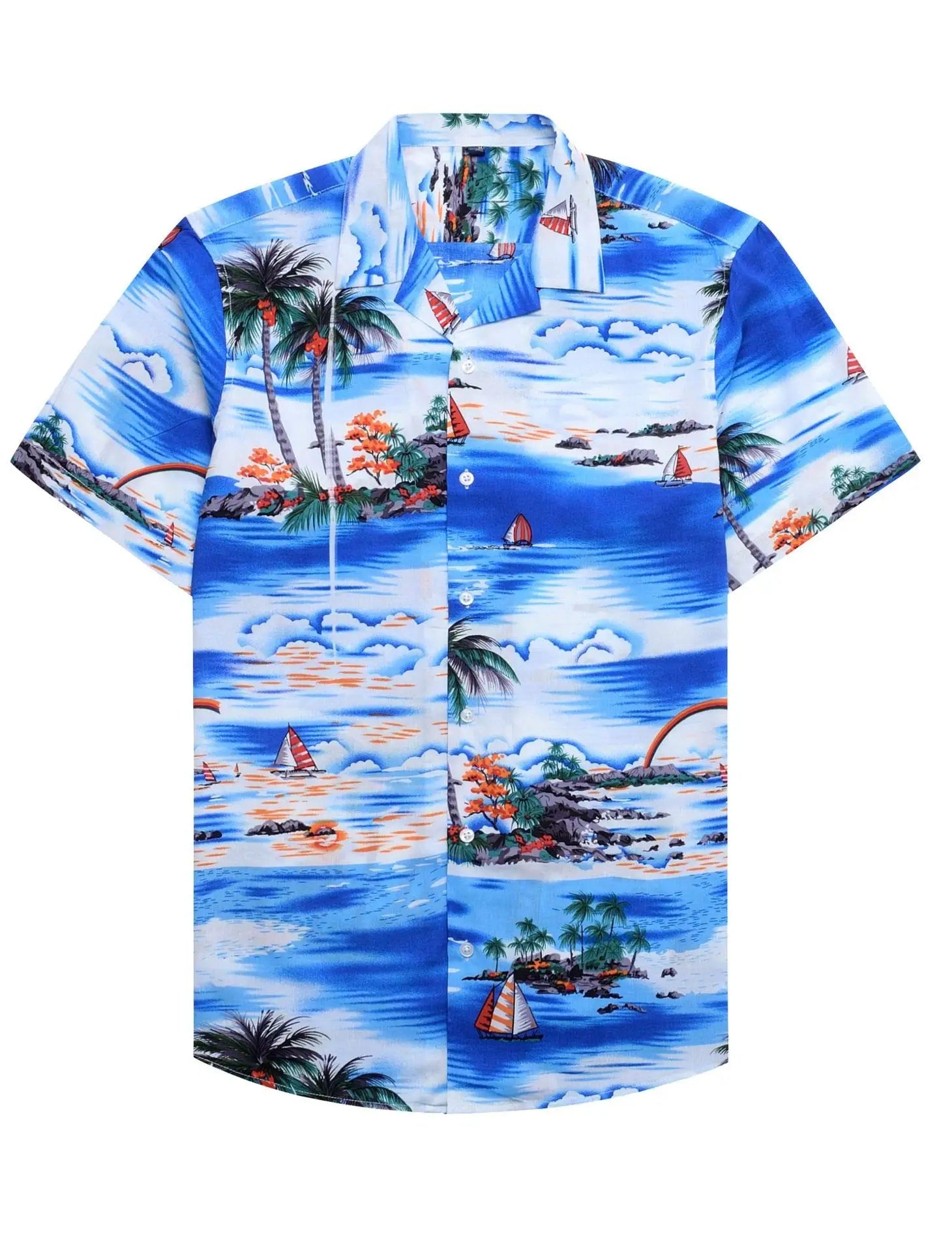 Unisex 3D Tropical Hawaiian Shirt – Colorful Plant Print Short Sleeve Top